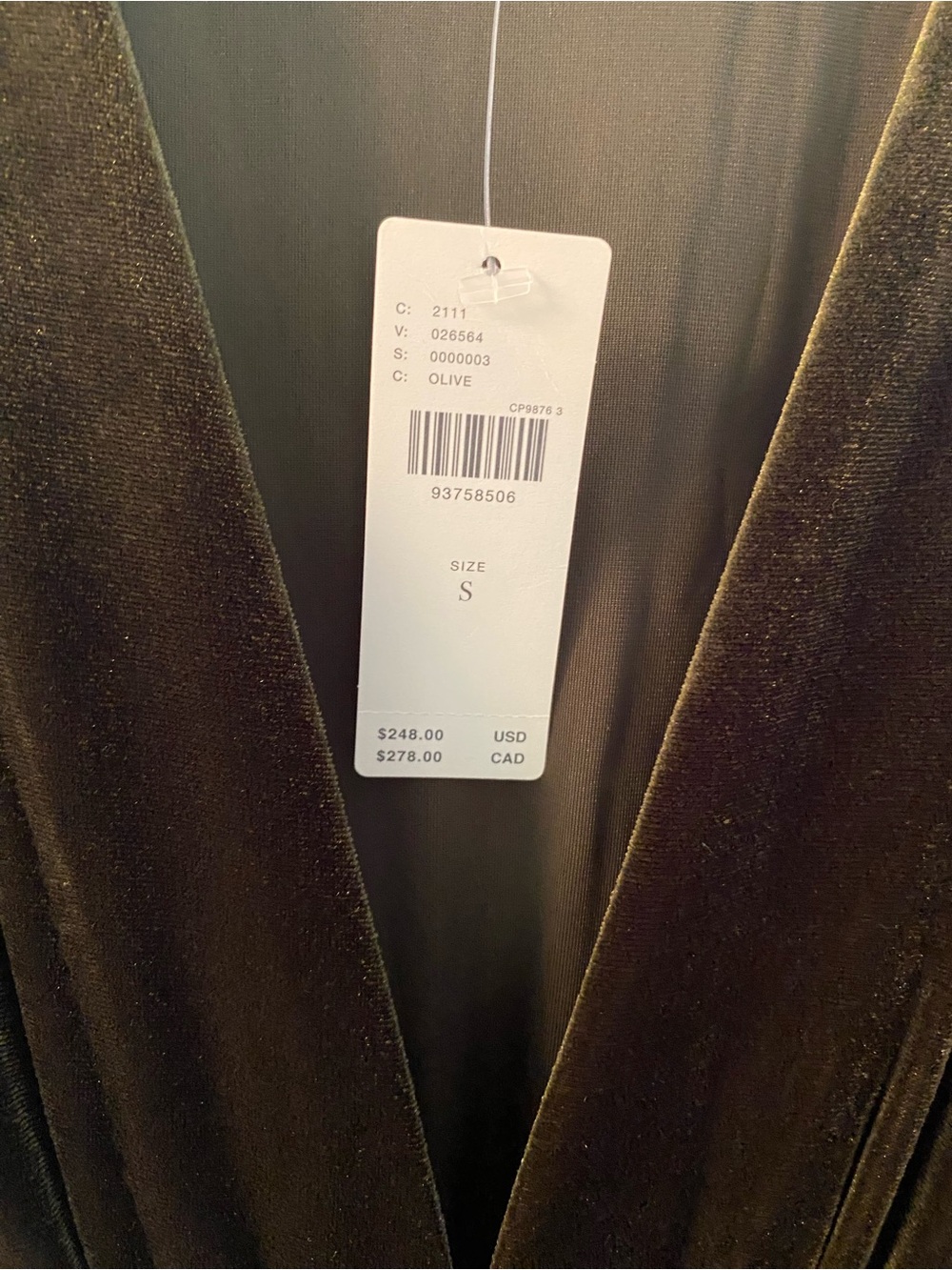 NWT BHLDN Amelia Deep-V Stretch Velvet Maxi Dress in Olive Size S - Picture 5 of 11
